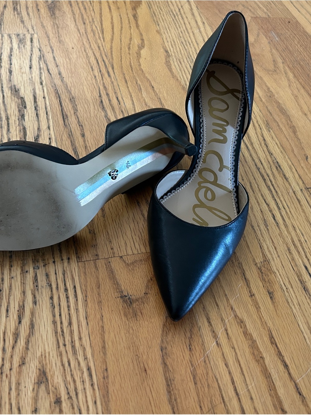 Sam Edelman Black Pointed D'Orsay Pump - Sleek Leather - Picture 2 of 2